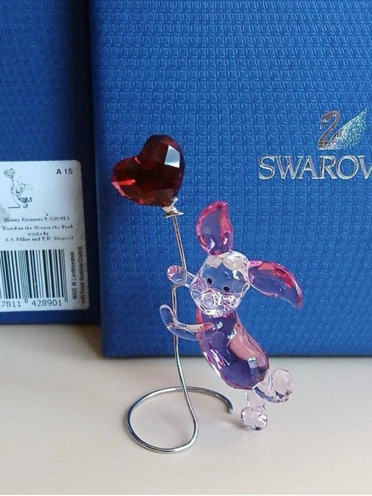 Swarovski Knorretje met hartjesballon - Gekleurd, Verzamelen, Swarovski, Ophalen, Zo goed als nieuw, Figuurtje
