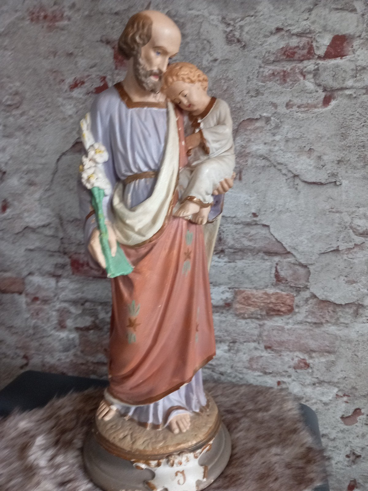 Antiek beeld Jozef met kindje Jezus, Antiek en Kunst, Ophalen of Verzenden