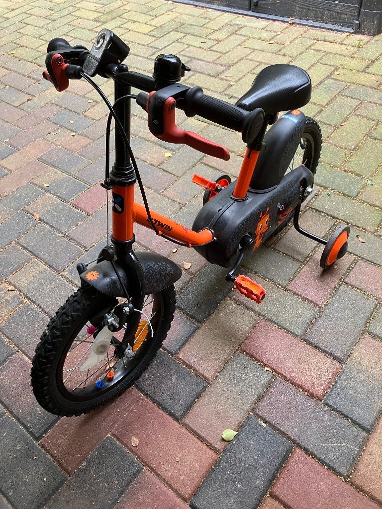 BTWIN kinderfiets 14” 3-5 jaar - oranje/robot - zijwieltjes, Ophalen, Zijwieltjes, B'Twin, Minder dan 16 inch