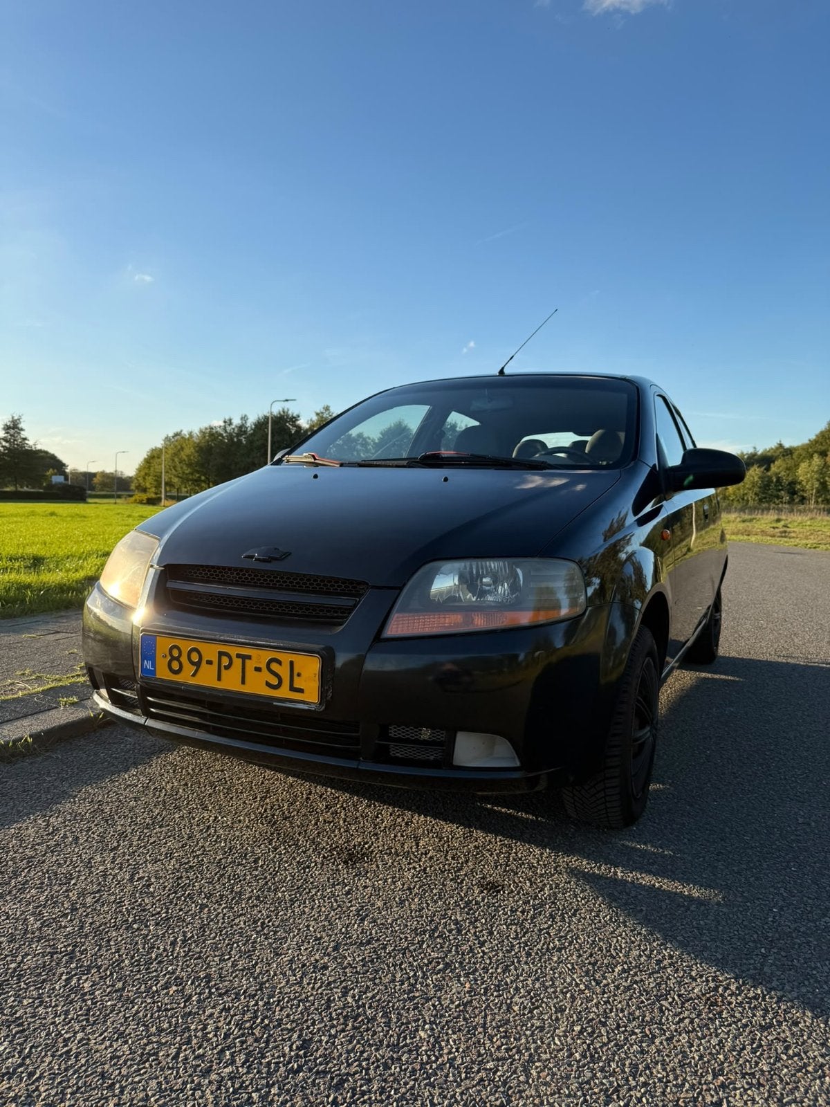 Daewoo/Chevrolet Kalos 1.2 2004 Zwart, Auto's, Voorwielaandrijving, 1150 cc, 31 €/maand, 4 cilinders