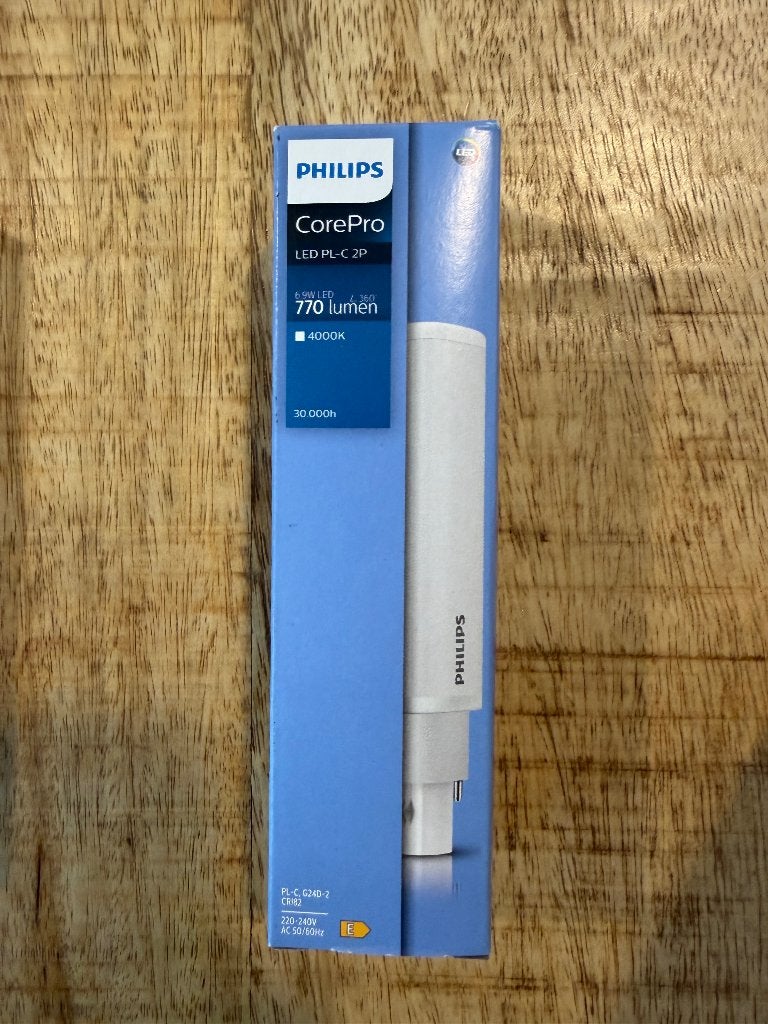 10x Philips CorePro LED PL-C 2P G24d-2 6.5W (770lm, 4000K), Philips, Led-lamp, 60 watt of meer, Nieuw