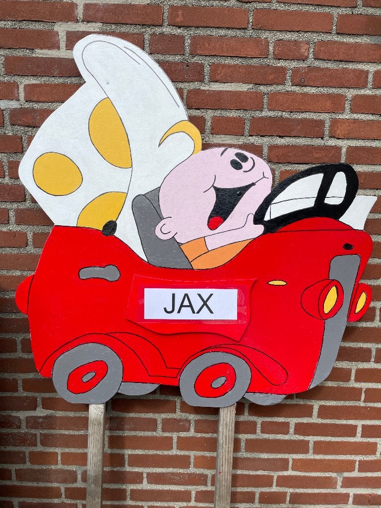 Geboortebord BABY AUTO OPEN DAK huren jongen meisje, Ophalen, Zo goed als nieuw, Geboortebord