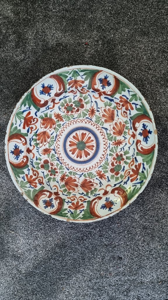 Polychroom Delfts aardewerk 18e eeuw handgeschilderd, Antiek en Kunst, Ophalen of Verzenden