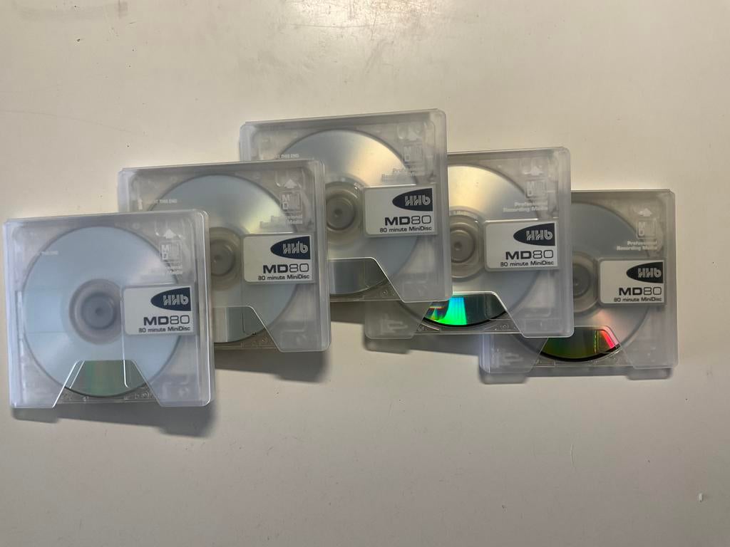 Minidisc’s  HHB PRO-AUDIO  MD 5x als nieuw. 80 minuten, Ophalen of Verzenden