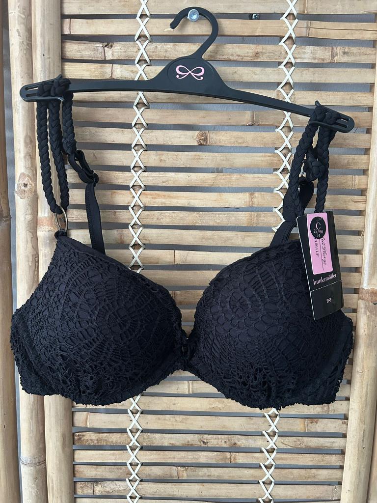 Hunkemöller Crochet Push Up Bikinitop 75C, Zwart, Nieuw, Ophalen of Verzenden, Bikini