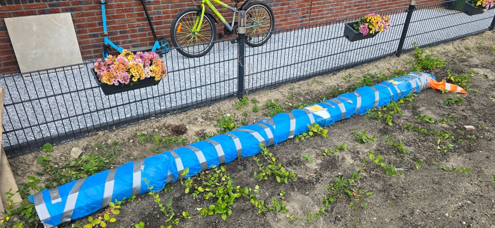 Elektrische Zonwering - Geel/Wit Gestreept Doek, Tuin en Terras, Zonneschermen, Gebruikt, Overige typen, Elektrisch, Ophalen of Verzenden