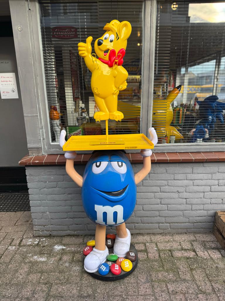 M&M's Blauwe Dispenser/Standbeeld met Dienblad, Ophalen
