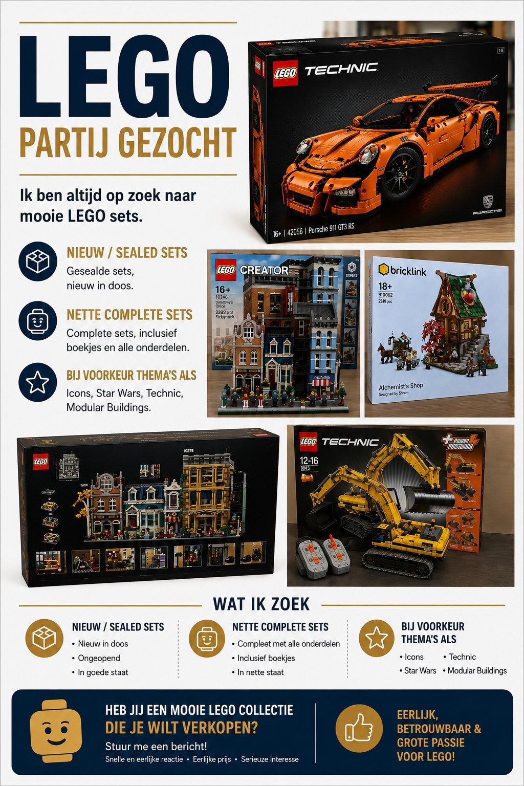Lego partij (sets)  gezocht, Ophalen, Nieuw