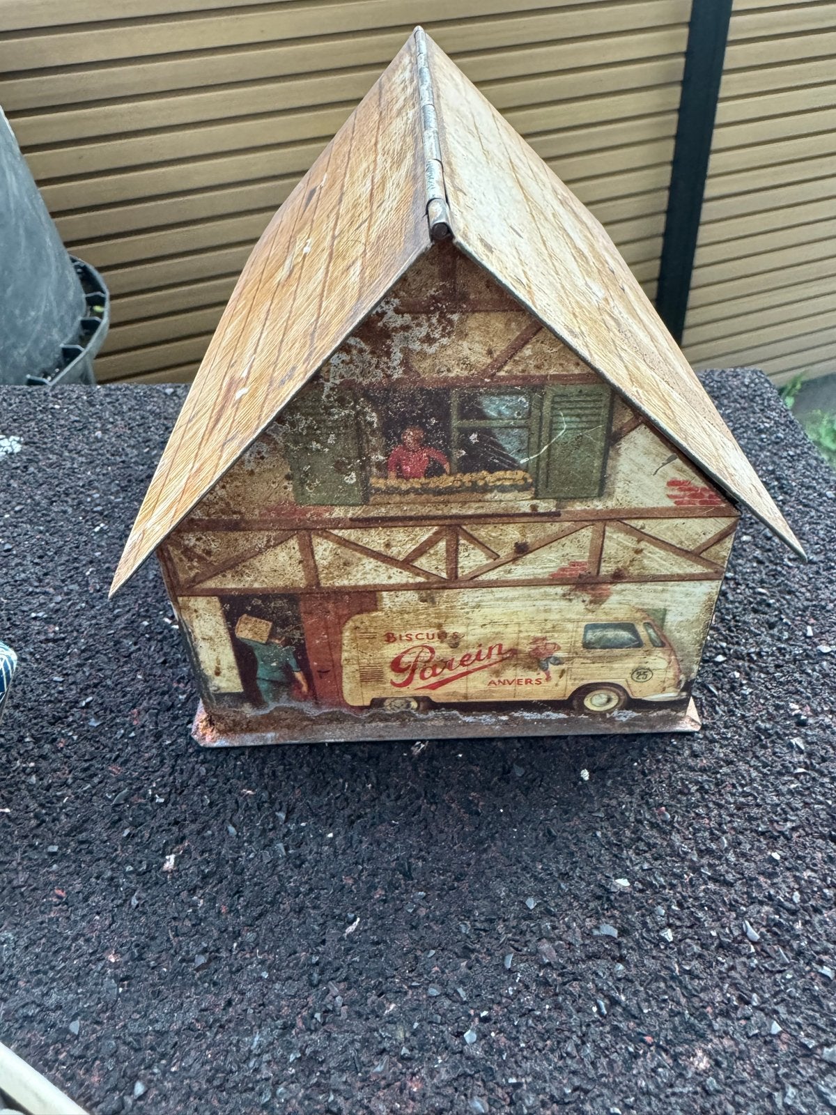 Vintage Parein Volkswagen koekjes trommel - Huisje, Ophalen of Verzenden, Gebruikt, Koek(jes), Overige merken