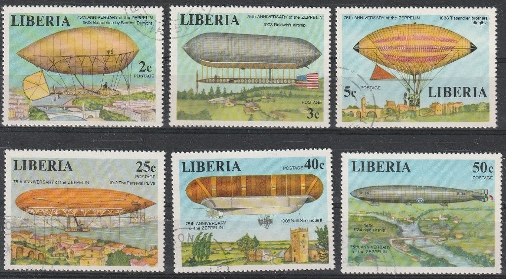 3261. Liberia 1054/59 gest. Zeppelin, Verzenden, Overige landen, Gestempeld
