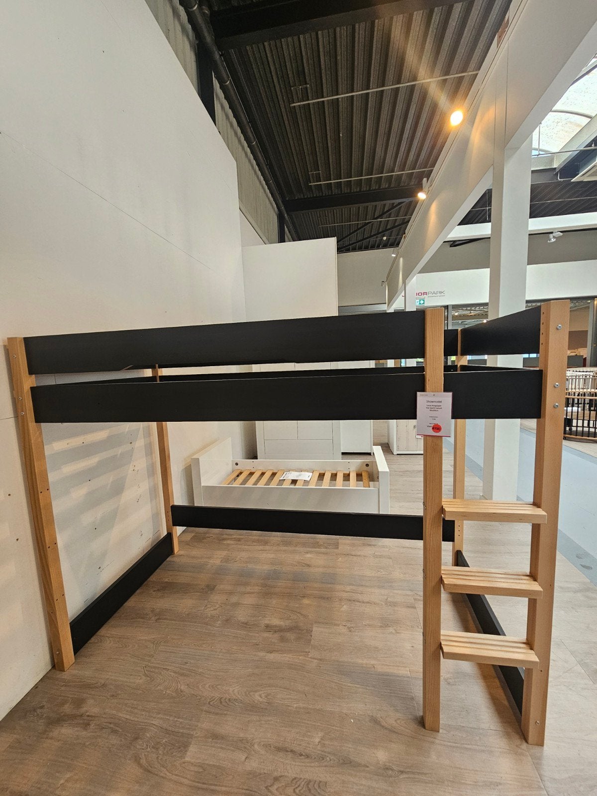 Lucas hoogslaper 90x200, mat zwart en naturel, Ophalen, Eenpersoons, Zo goed als nieuw, 200 cm