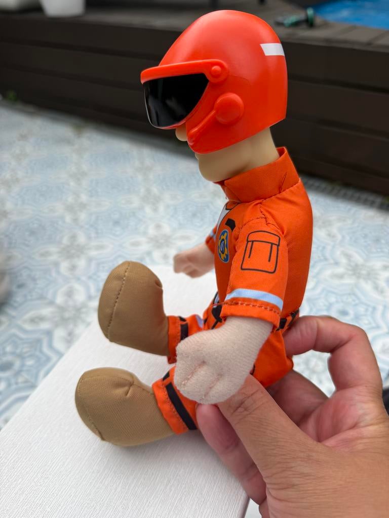 Brandweerman Sam knuffel met helm, Oranje, Gebruikt, Overige merken, Overige karakters