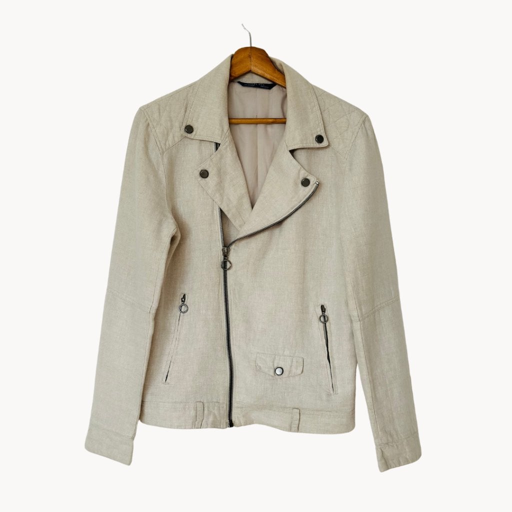 Zara Men's Beige Linen Jacket (size S), Kleding | Heren, Ophalen of Verzenden, Zo goed als nieuw, Beige
