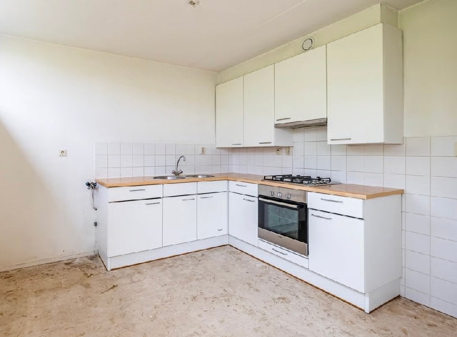 Gebruikte hoekkeuken met oven en gasfornuis, Ophalen, Gebruikt, Wit, Hoekkeuken