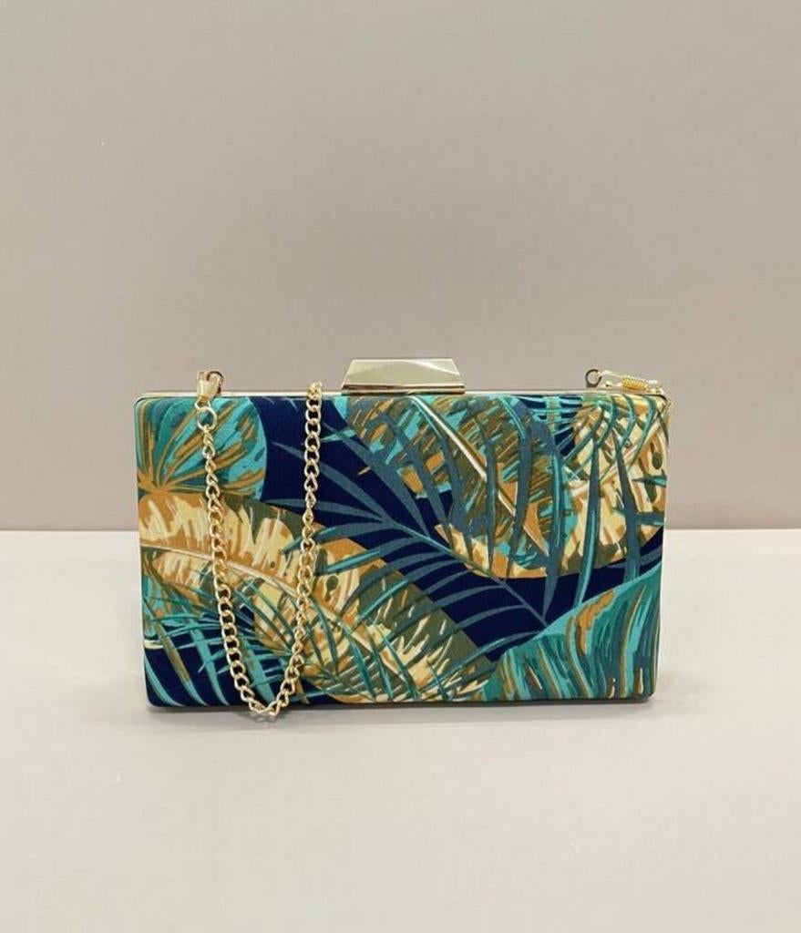 Nieuwe Avondtasje met Tropische Print en Gouden Ketting, Ophalen of Verzenden, Nieuw