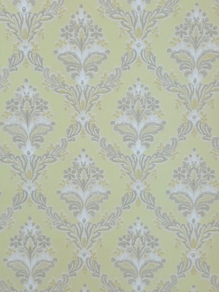 6065 Limekleurig klassiek behang vintage barok stijl swiet, Ophalen of Verzenden, Grijs