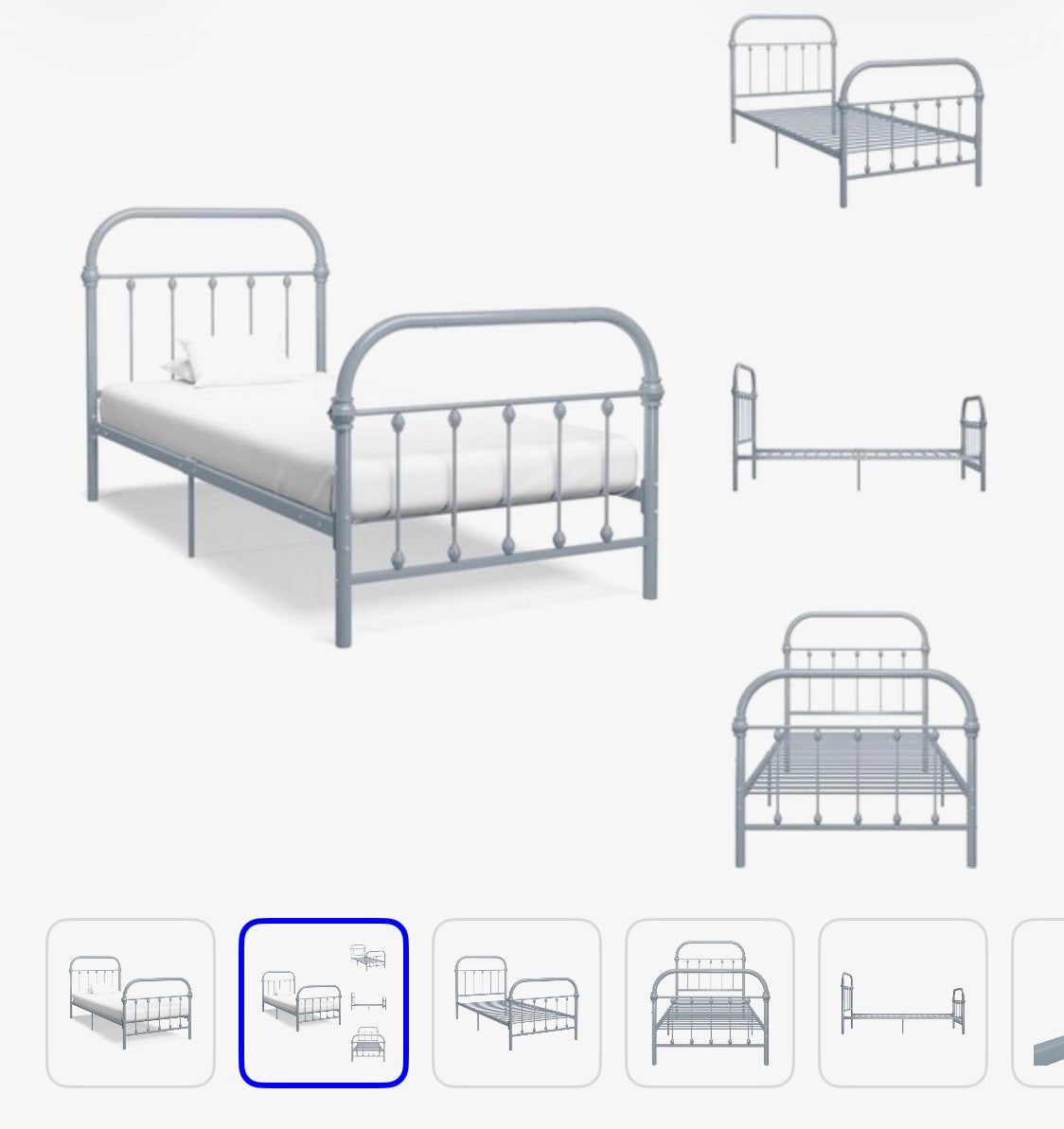 Bed grijs spijlen, Ophalen, Zo goed als nieuw, 180 cm of meer, 85 tot 100 cm
