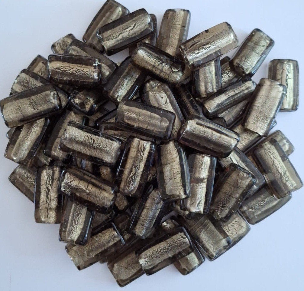 Partij 1 kilo grote silverfoil glaskralen 35x25mm 1, Hobby en Vrije tijd, Verzenden, Nieuw, Kraal