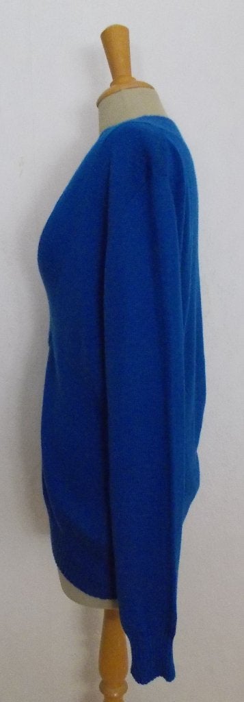 Mooie wol mix blauwe V hals trui! L, Verzenden, Zo goed als nieuw, Maat 42/44 (L), Blauw