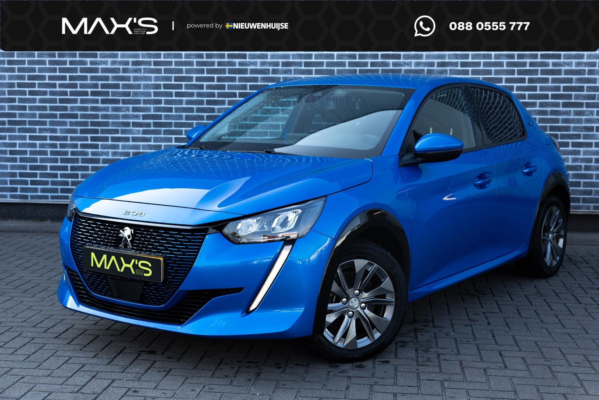 Peugeot e-208 EV Allure Pack 50 kWh | Achteruitrijcamera | P, 136 pk, Gebruikt, Blauw, Leder en Stof