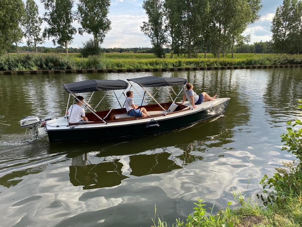 Kanteltrailer met polyvalk sloep, Watersport en Boten, Sloepen, Tot 10 pk, 3 tot 6 meter, Buitenboordmotor, Benzine, Polyester