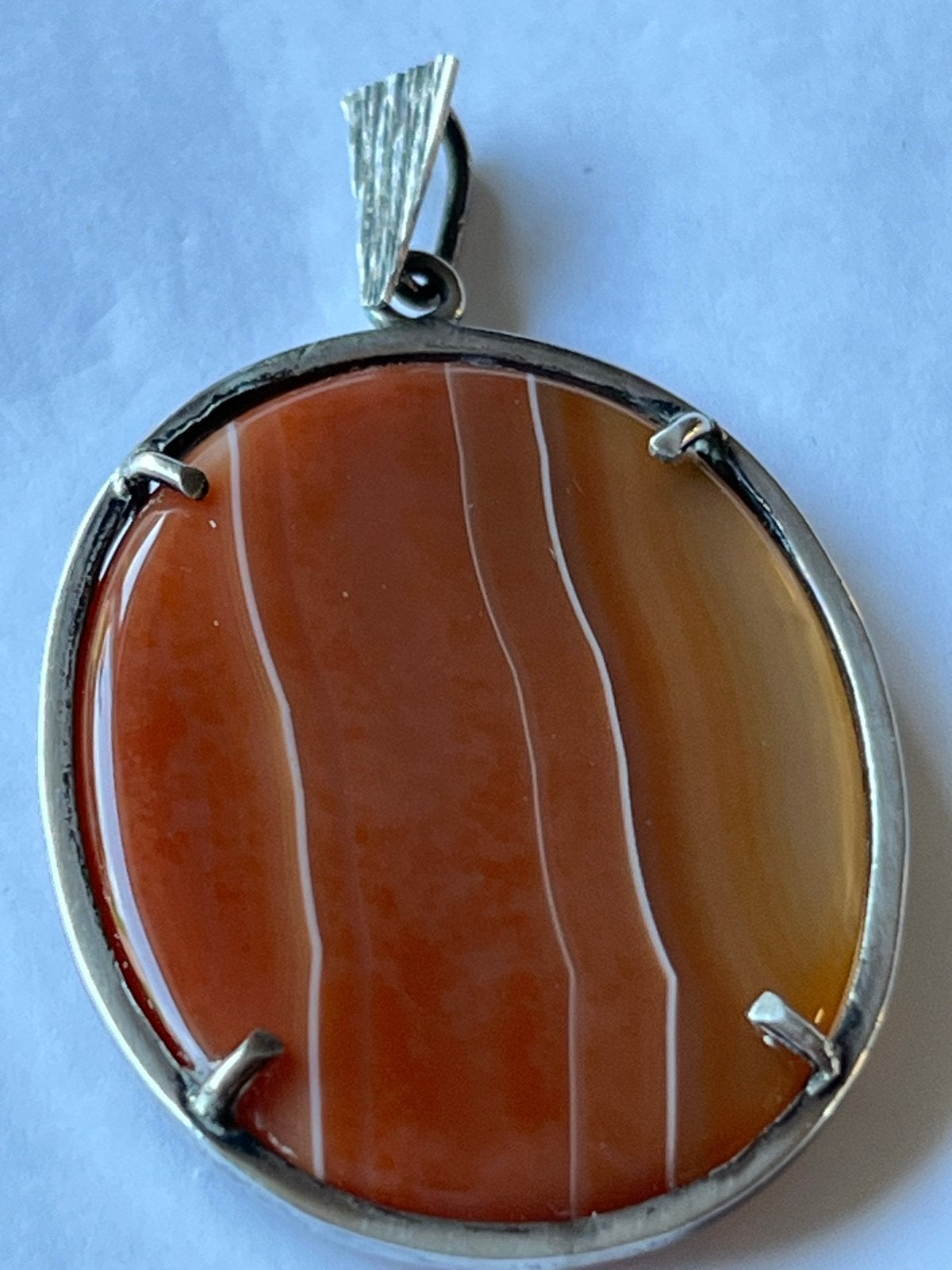 Grote zilveren hanger met Agaat - Gekeurd, 5,5 cm, Overige voorstellingen, Verzenden, Oranje, Zo goed als nieuw