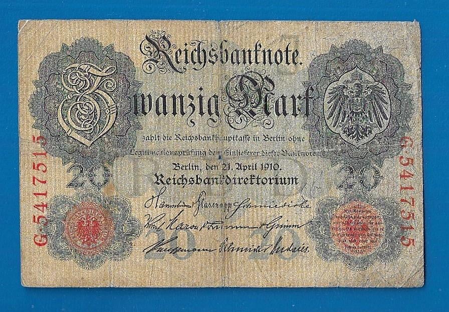 Duitsland, Reichsbanknote 20 Mark - 1914, Verzenden, Duitsland, Los biljet