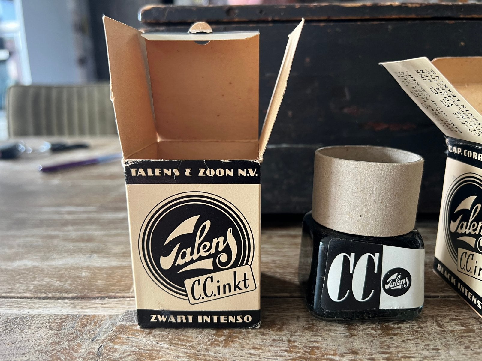 2x OUD DOOSJE INCL INKTPOT TALENS, Antiek en Kunst, Ophalen of Verzenden
