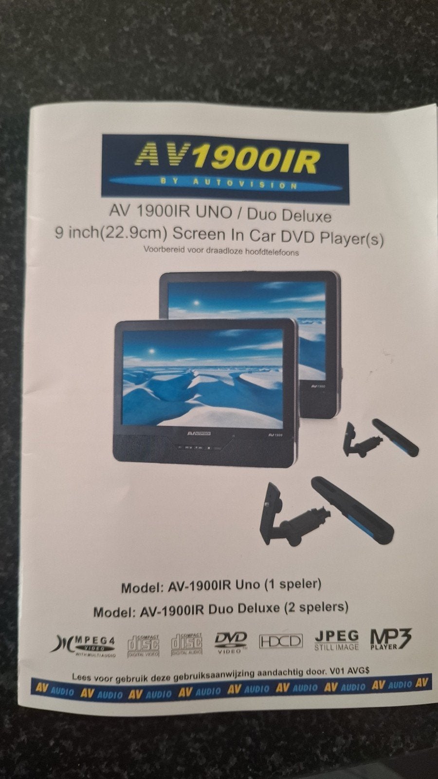 Autovision AV1900IR Duo Deluxe 9 inch In-Car DVD Speler, Gebruikt, Draagbaar, Ophalen, Overige merken