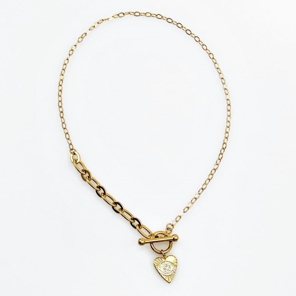 Dottilove Strass Hart Ketting Dames - RVS Geel Gold Plated, Birgitta-Gracht 33, 6465 EL Kerkrade, Nederland, Verzenden, Nieuw