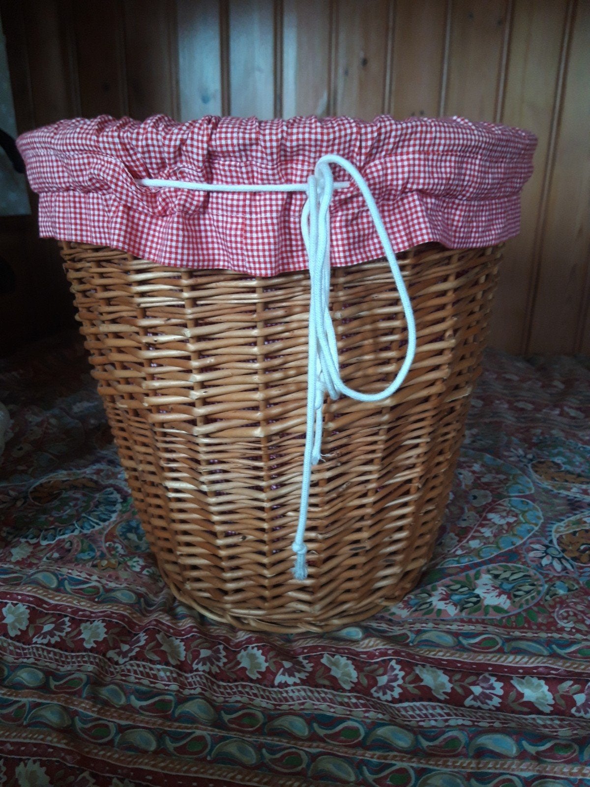 Grote rieten mand - 42 cm hoog, 42 cm doorsnee, Ophalen, Gebruikt, Mand, Rond