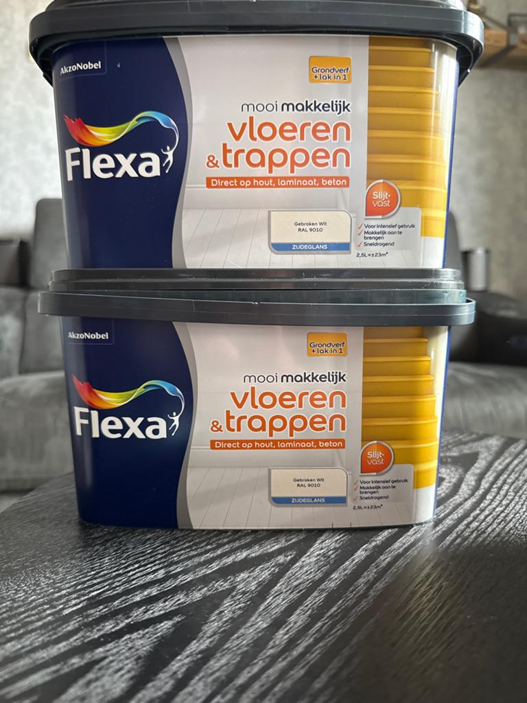 Flexa Vloeren & Trappen Verf RAL 9010 - 2x 2.5L, Ophalen of Verzenden, Nieuw, Overige typen