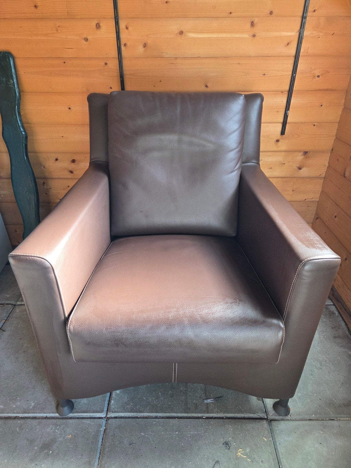Leolux Fauteuil - Bruin Leer, Ophalen, Modern, Comfortabel, Gebruikt, 75 tot 100 cm
