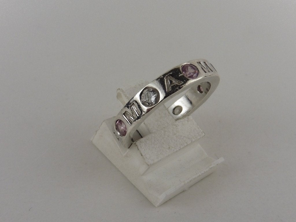 Zilveren Zinzi mamaring met zirkonia                    Z133, Sieraden, Tassen en Uiterlijk, Gebruikt, ., Ophalen of Verzenden