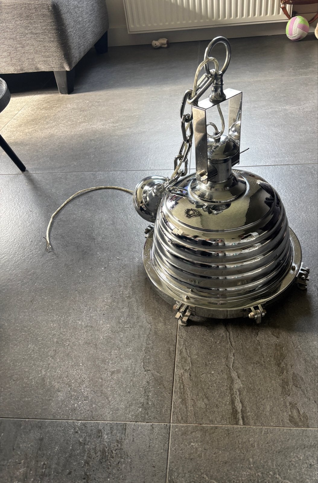 Industriële hanglamp chroom - robuust en stijlvol, Huis en Inrichting, Ophalen, Minder dan 100 cm