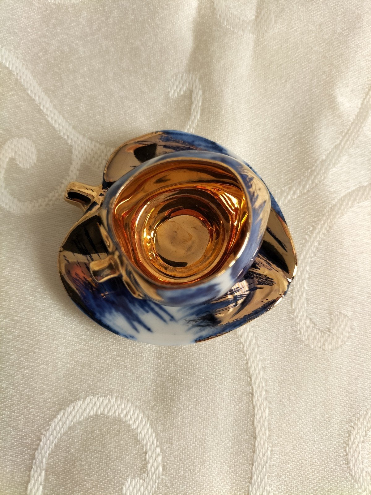 Limoges Miniatuur Fina Kopje met Schotel - appel vorm, Ophalen of Verzenden