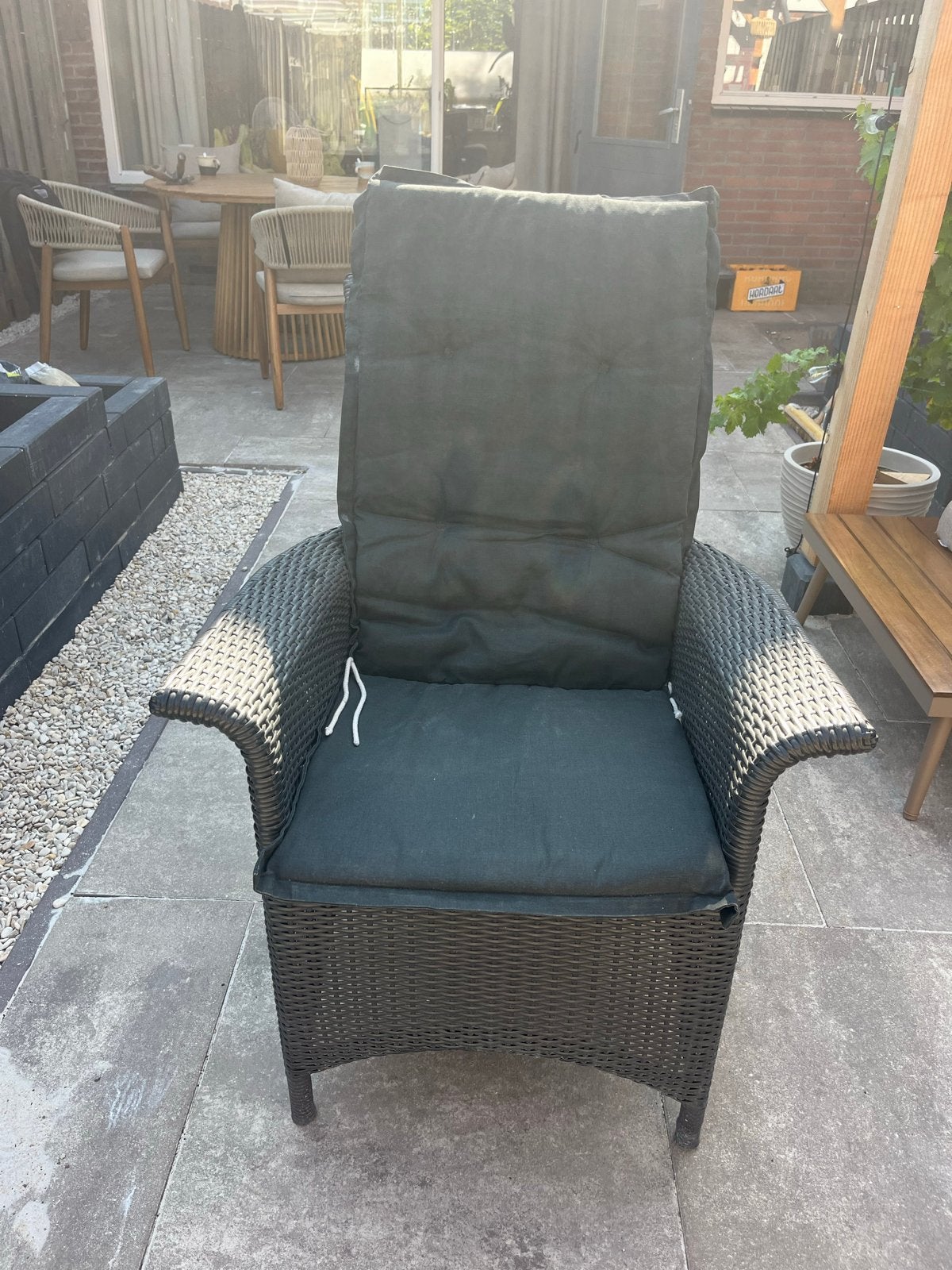 4 tuinstoelen met kussens, Ophalen, Gebruikt, Wicker