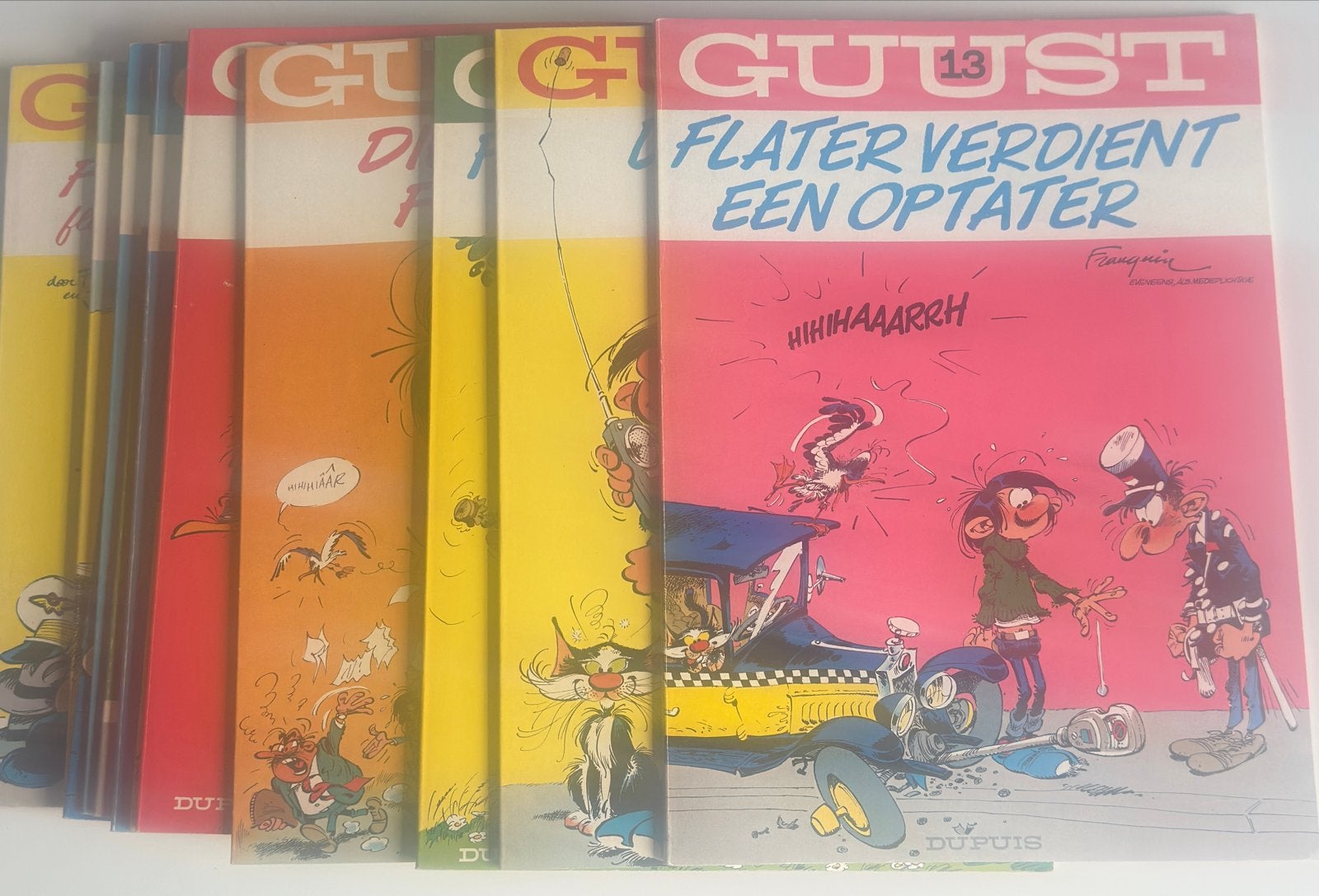 Guust Flater - 12 stripboeken (nrs 1,2,3,4,6,7,8,9,10,11,12,, Boeken, Meerdere stripboeken, Ophalen, Gelezen