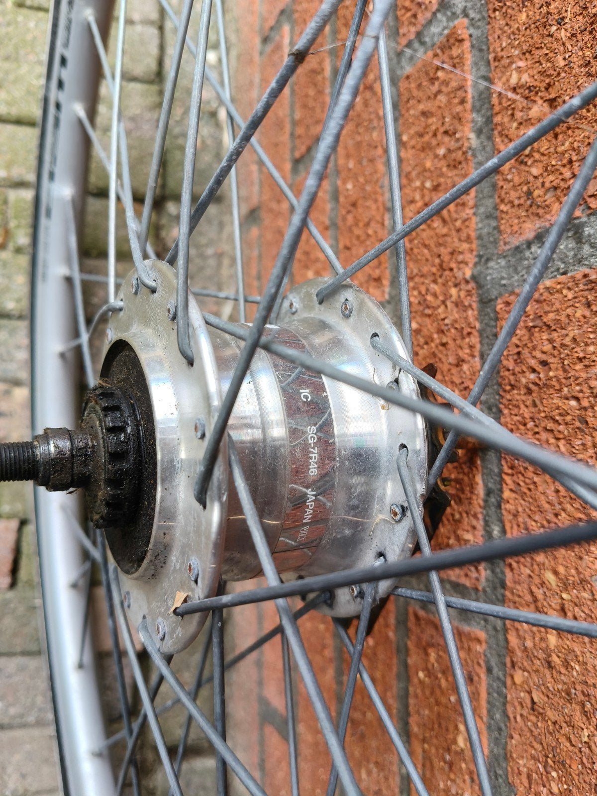 28 inch achterwiel met defecte 7 speed Nexus naaf, Elektrische fiets, Gebruikt, Rodl Wheels, Aluminium