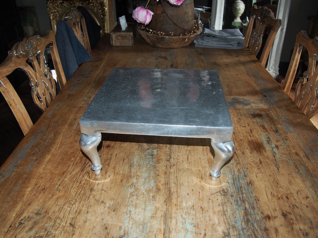 Gegoten Aluminium Decoratie Tafel/Plateau - 35x18 cm, Gebruikt, Vierkant, Ophalen of Verzenden, Metaal