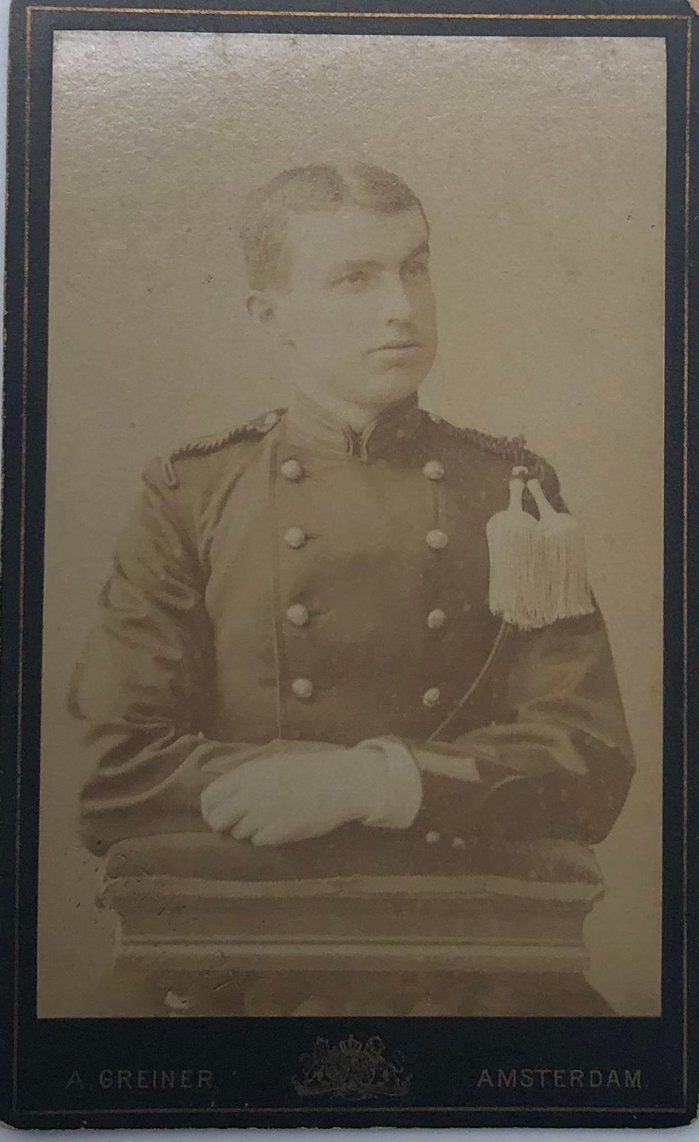 Carte de visite van een cadet van de KMA rond 18907, Ophalen of Verzenden, Voor 1940, Gebruikt