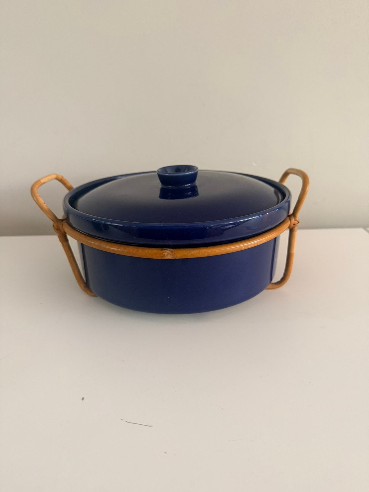 Vintage blue arabia teema / kilta blauw rotan, Ophalen, Zo goed als nieuw, Overige materialen, Pot, Bus of Blik