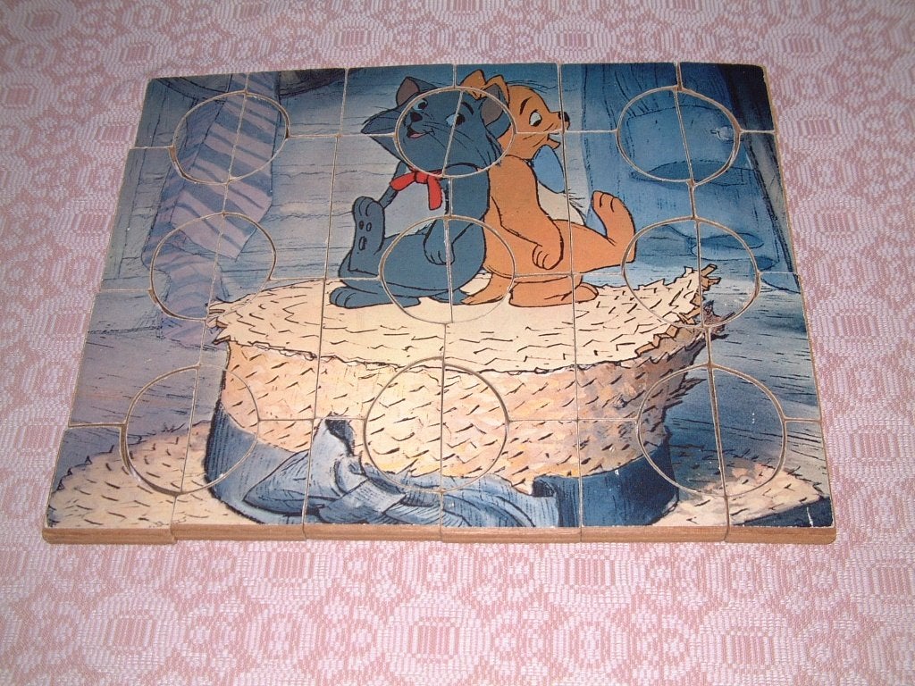 Bijzondere oude hout houten puzzel Aristocats van Disney, Kinderen en Baby's, Speelgoed | Kinderpuzzels, Ophalen of Verzenden