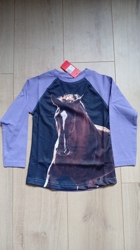 Dark lilac, lila Red Horse Pixel shirt maat 104 116 en 128, Dieren en Toebehoren, Paardrijkleding, Sierdetails, Kinderen, Dressuur