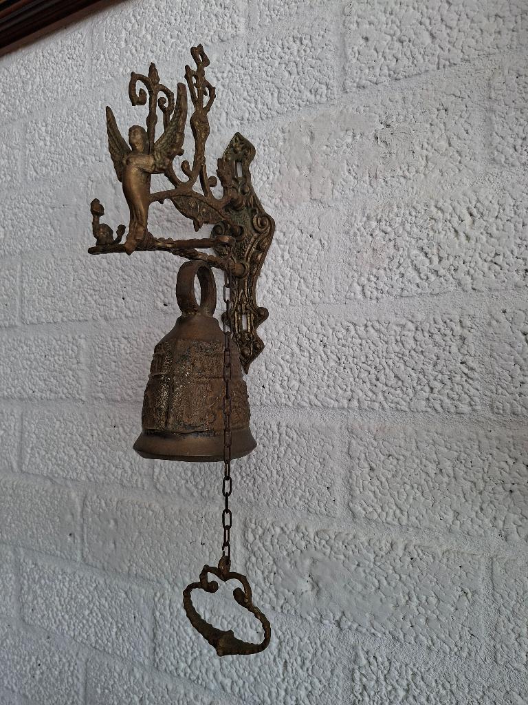 Antieke Koperen Bel met Engel, Antiek en Kunst, Antiek | Koper en Brons, Koper, Ophalen of Verzenden