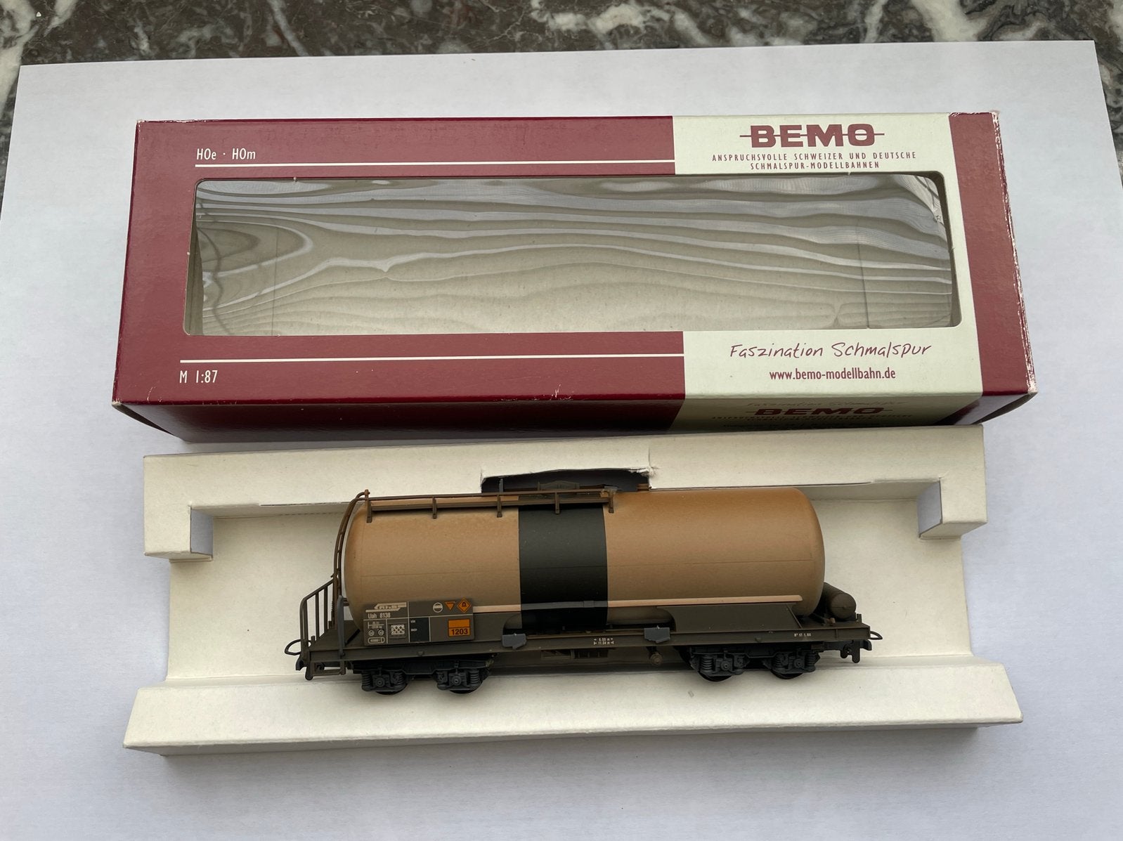 Bemo H0m RhB ketelwagen Uah 8138 - 2285 118, Overige merken, Gebruikt, Gelijkstroom, Wagon