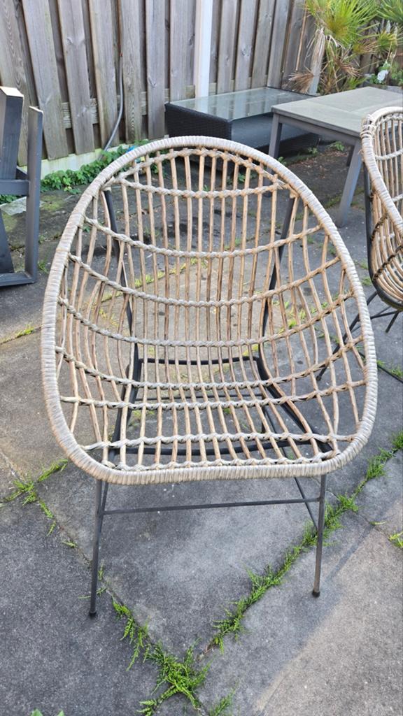 Wicker tuinset- gebruikt, Tuin en Terras, Tuinsets en Loungesets, Ophalen, 4 zitplaatsen, Gebruikt, Wicker