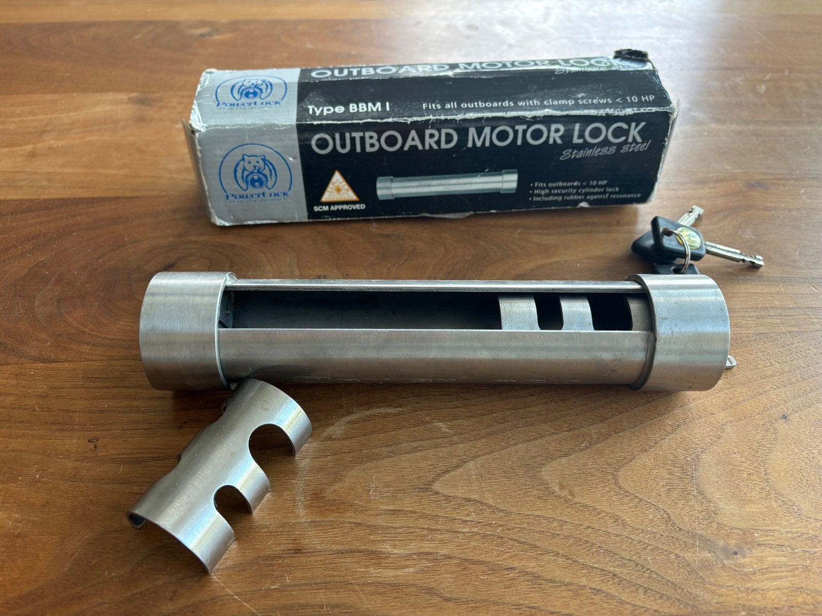 Powerlock BBM I Buitenboordmotor Slot RVS, Watersport en Boten, Ophalen, Zo goed als nieuw, Overige typen