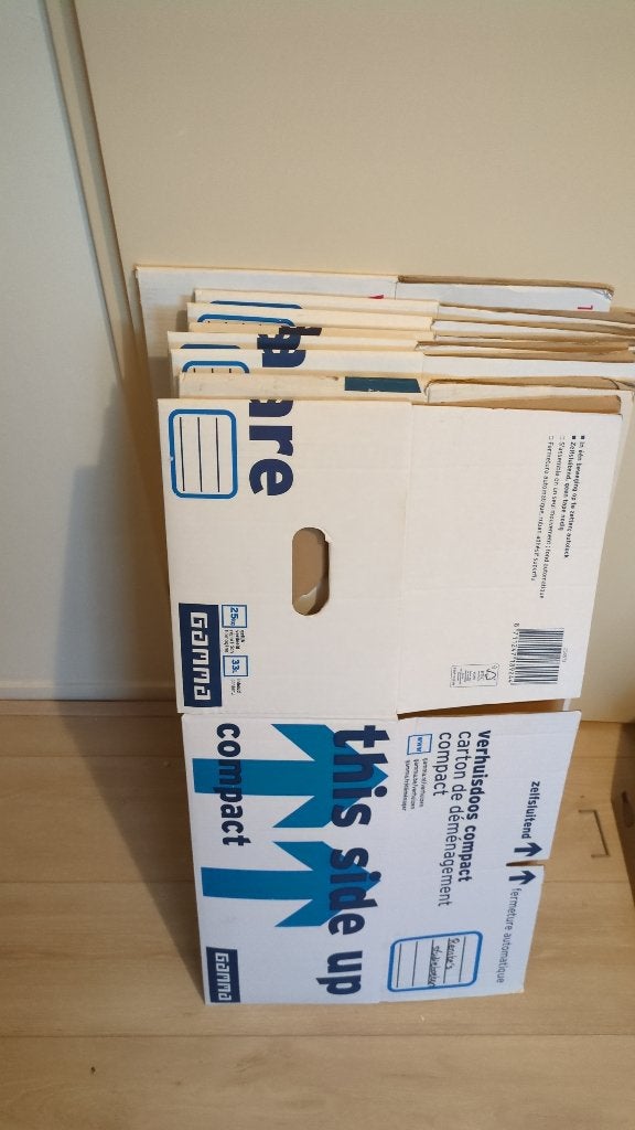 8 compacte verhuisdozen/ boekendoos, Doe-het-zelf en Verbouw, Ophalen, Minder dan 35 cm, Minder dan 50 cm, Minder dan 40 cm