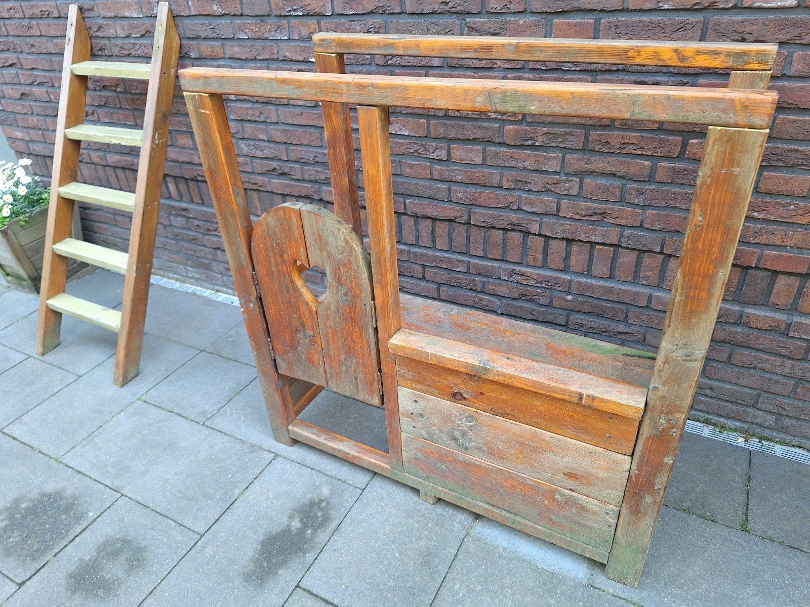 Houten speelhuisje met ladder voor kinderen, Ophalen, Gebruikt, Hout